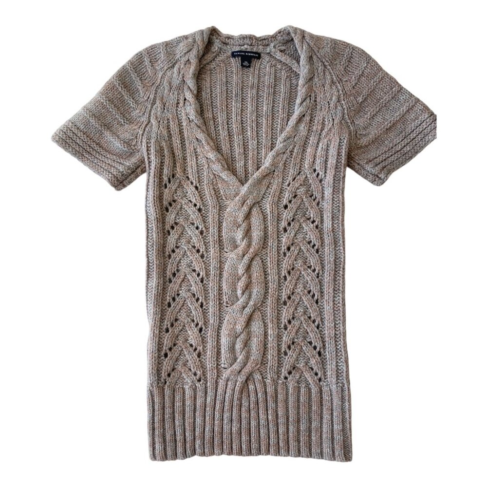 Banana Republic Brown Gray Marled Cable Tunic Sweater XSmall Wool Alpaca EUC - Picture 3 of 10